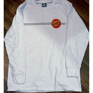 SANTA CRUZ CLASSIC DOT LONG SLEEVE T SHIRT MENS L WHITE DOUBLE SIDED